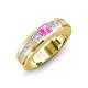 3 - Jayden 1.24 ctw Princess shape Pink Sapphire accented Lab Grown Diamonds Men Wedding Band (5.20 mm) 