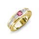 3 - Jayden 1.11 ctw Princess shape Pink Tourmaline accented Lab Grown Diamonds Men Wedding Band (5.20 mm) 