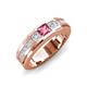 3 - Jayden 1.11 ctw Princess shape Pink Tourmaline accented Lab Grown Diamonds Men Wedding Band (5.20 mm) 