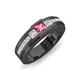 3 - Jayden 1.11 ctw Princess shape Pink Tourmaline accented Lab Grown Diamonds Men Wedding Band (5.20 mm) 