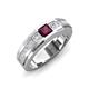 3 - Jayden 1.14 ctw Princess shape Rhodolite Garnet accented Lab Grown Diamonds Men Wedding Band (5.20 mm) 