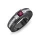 3 - Jayden 1.14 ctw Princess shape Rhodolite Garnet accented Lab Grown Diamonds Men Wedding Band (5.20 mm) 