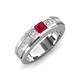 3 - Jayden 1.11 ctw Princess shape Ruby accented Lab Grown Diamonds Men Wedding Band (5.20 mm) 