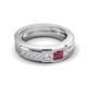 5 - Jayden 1.11 ctw Princess shape Pink Tourmaline accented Lab Grown Diamonds Men Wedding Band (5.20 mm) 