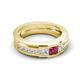 5 - Jayden 1.11 ctw Princess shape Pink Tourmaline accented Lab Grown Diamonds Men Wedding Band (5.20 mm) 