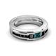 5 - Jayden 1.37 ctw Princess shape London Blue Topaz accented Black Diamonds Men Wedding Band (5.20 mm) 