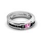 5 - Jayden 1.50 ctw Princess shape Pink Sapphire accented Black Diamonds Men Wedding Band (5.20 mm) 