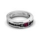 5 - Jayden 1.40 ctw Princess shape Rhodolite Garnet accented Black Diamonds Men Wedding Band (5.20 mm) 