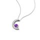 4 - Lunara 0.19 ctw Amethyst With Natural Diamonds Lunate Moon Pendant 