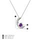 3 - Lunara 0.19 ctw Amethyst With Natural Diamonds Lunate Moon Pendant 