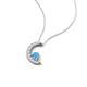 4 - Lunara 0.20 ctw Blue Topaz With Natural Diamonds Lunate Moon Pendant 