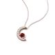 4 - Lunara 0.23 ctw Red Garnet With Natural Diamonds Lunate Moon Pendant 