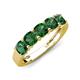 3 - Wendy 1.50 ctw (4.00 mm) Cushion Shape Created Emerald Side Gallery 5 Stone Wedding Band 