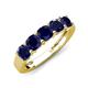 3 - Wendy 2.20 ctw (4.00 mm) Cushion Shape Created Blue Sapphire Side Gallery 5 Stone Wedding Band 