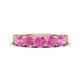 1 - Wendy 1.31 ctw (4.00 mm) Round Pink Sapphire Side Gallery 5 Stone Wedding Band 