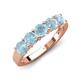 5 - Wendy 1.00 ctw (4.00 mm) Round Aquamarine Side Gallery 5 Stone Wedding Band 