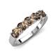 5 - Wendy 1.19 ctw (4.00 mm) Round Smoky Quartz Side Gallery 5 Stone Wedding Band 