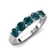 5 - Wendy 1.25 ctw (4.00 mm) Round London Blue Topaz Side Gallery 5 Stone Wedding Band 