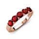 5 - Wendy 1.60 ctw (4.00 mm) Round Red Garnet Side Gallery 5 Stone Wedding Band 