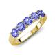 5 - Wendy 1.15 ctw (4.00 mm) Round Tanzanite Side Gallery 5 Stone Wedding Band 