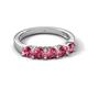 6 - Wendy 1.00 ctw (4.00 mm) Round Pink Tourmaline Side Gallery 5 Stone Wedding Band 