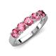 5 - Wendy 1.00 ctw (4.00 mm) Round Pink Tourmaline Side Gallery 5 Stone Wedding Band 