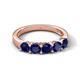 6 - Wendy 1.50 ctw (4.00 mm) Round Blue Sapphire Side Gallery 5 Stone Wedding Band 