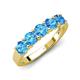 5 - Wendy 1.10 ctw (4.00 mm) Round Blue Topaz Side Gallery 5 Stone Wedding Band 