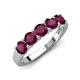 5 - Wendy 1.58 ctw (4.00 mm) Round Rhodolite Garnet Side Gallery 5 Stone Wedding Band 