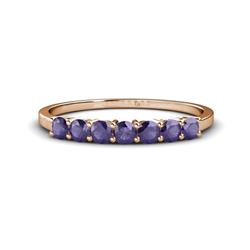 Vivian Iolite Wedding Band Iolite ctw Stone Side Gallery Womens Wedding Band Stackable in K Rose Gold