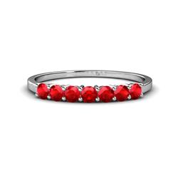 Vivian Ruby Wedding Band Ruby ctw Stone Side Gallery Womens Wedding Band Stackable in Platinum
