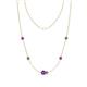 1 - Linea 0.48 ctw Amethyst (4 mm) and Created Alexandrite Women Station Necklace 