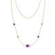 1 - Linea 0.40 ctw Amethyst (4 mm) and Aquamarine Women Station Necklace 