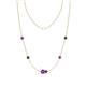 1 - Linea 0.46 ctw Amethyst (4 mm) and Black Diamond Women Station Necklace 