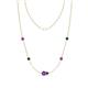 1 - Linea 0.46 ctw Amethyst (4 mm) and Blue Diamond Women Station Necklace 