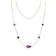 1 - Linea 0.48 ctw Amethyst (4 mm) and Blue Sapphire Women Station Necklace 