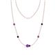 1 - Linea 0.48 ctw Amethyst (4 mm) and Blue Sapphire Women Station Necklace 
