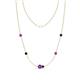 1 - Linea 0.48 ctw Amethyst (4 mm) and Blue Sapphire Women Station Necklace 