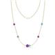 1 - Linea 0.43 ctw Amethyst (4 mm) and Blue Topaz Women Station Necklace 