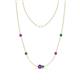 1 - Linea 0.40 ctw Amethyst (4 mm) and Emerald Women Station Necklace 