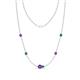 1 - Linea 0.40 ctw Amethyst (4 mm) and Emerald Women Station Necklace 