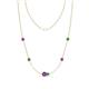 1 - Linea 0.48 ctw Amethyst (4 mm) and Green Garnet Women Station Necklace 