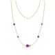 1 - Linea 0.49 ctw Amethyst (4 mm) and Pink Sapphire Women Station Necklace 