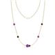 1 - Linea 0.48 ctw Amethyst (4 mm) and Red Garnet Women Station Necklace 