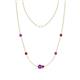 1 - Linea 0.46 ctw Amethyst (4 mm) and Ruby Women Station Necklace 