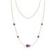 1 - Linea 0.46 ctw Amethyst (4 mm) and Smoky Quartz Women Station Necklace 