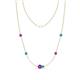 1 - Linea 0.40 ctw Amethyst (4 mm) and Turquoise Women Station Necklace 