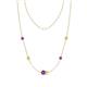 1 - Linea 0.46 ctw Amethyst (4 mm) and Yellow Diamond Women Station Necklace 