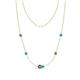 1 - Linea 0.61 ctw Created Alexandrite (4 mm) and Turquoise Women Station Necklace 