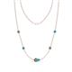 1 - Linea 0.61 ctw Created Alexandrite (4 mm) and Turquoise Women Station Necklace 